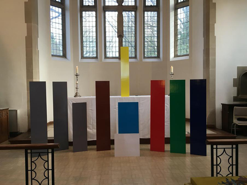 printed vinyl colours to represent the various nativity figures